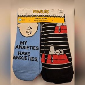 Peanuts Charlie Brown Blue & Black Low Cut Socks - Peanuts